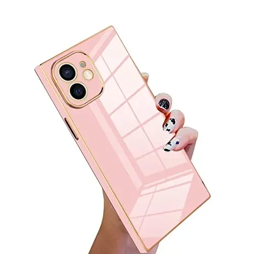 KANGHAR Case Compatible with iPhone 12 Luxury Cute Plating Electroplated Design Case Full-Body Anti-Scratch Shockproof Bumper Protective Cover for iPhone 12 6.1 Inch Pink 