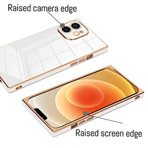 KANGHAR Case Compatible with iPhone 12 Luxury Cute Plating Electroplated Design Case Full-Body Anti-Scratch Shockproof Bumper Protective Cover for iPhone 12 6.1 Inch White - 3