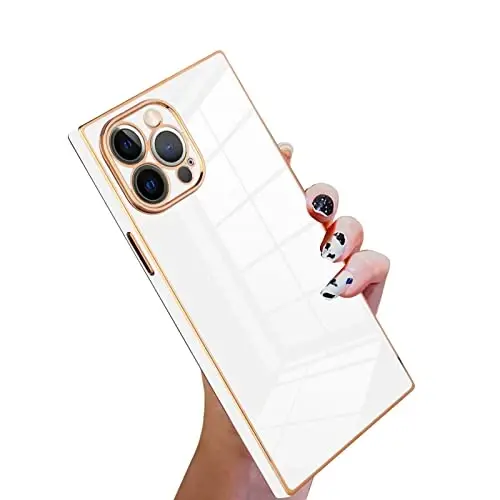 KANGHAR Case Compatible with iPhone 12 Pro Luxury Cute Plating Design Case Full-Body Anti-Scratch Shockproof Bumper Protective Cover for iPhone 12 Pro 6.1 Inch White - KANGHAR