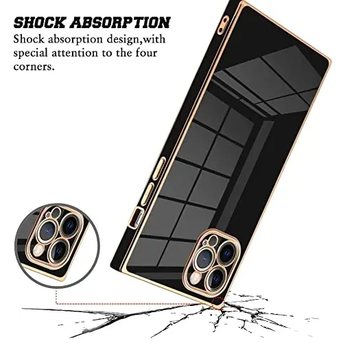 KANGHAR Case Compatible with iPhone 12 Pro Max Luxury Cute Plating Design Case Full-Body Anti-Scratch Shockproof Bumper Protective Cover for iPhone 12 Pro Max 6.7 Inch Black 