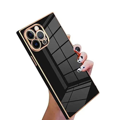 KANGHAR Case Compatible with iPhone 12 Pro Max Luxury Cute Plating Design Case Full-Body Anti-Scratch Shockproof Bumper Protective Cover for iPhone 12 Pro Max 6.7 Inch Black - 2