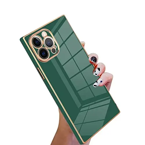 KANGHAR Case Compatible with iPhone 12 Pro Max Luxury Cute Plating Design Case Full-Body Anti-Scratch Shockproof Bumper Protective Cover for iPhone 12 Pro Max 6.7 Inch Dark Green 