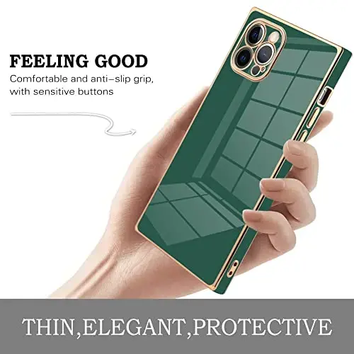 KANGHAR Case Compatible with iPhone 12 Pro Max Luxury Cute Plating Design Case Full-Body Anti-Scratch Shockproof Bumper Protective Cover for iPhone 12 Pro Max 6.7 Inch Dark Green - 4