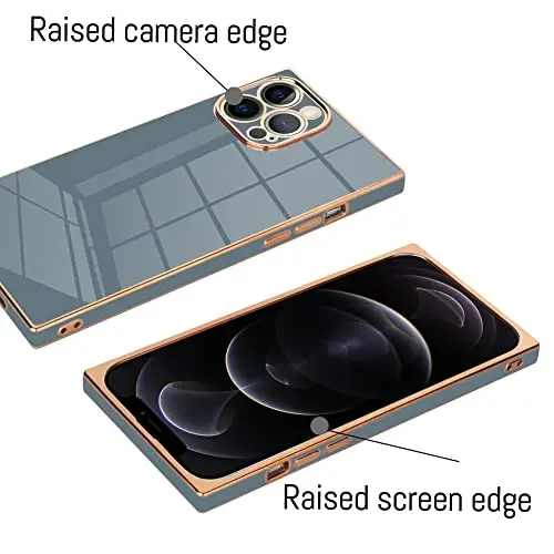 KANGHAR Case Compatible with iPhone 12 Pro Max Luxury Cute Plating Design Case Full-Body Anti-Scratch Shockproof Bumper Protective Cover for iPhone 12 Pro Max 6.7 Inch Granny Gray - 3