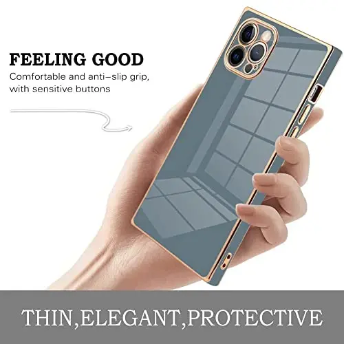 KANGHAR Case Compatible with iPhone 12 Pro Max Luxury Cute Plating Design Case Full-Body Anti-Scratch Shockproof Bumper Protective Cover for iPhone 12 Pro Max 6.7 Inch Granny Gray - 4
