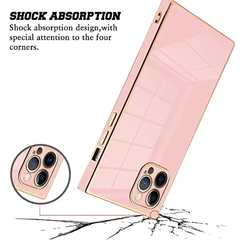 KANGHAR Case Compatible with iPhone 12 Pro Max Luxury Cute Plating Design Case Full-Body Anti-Scratch Shockproof Bumper Protective Cover for iPhone 12 Pro Max 6.7 Inch Pink - 1