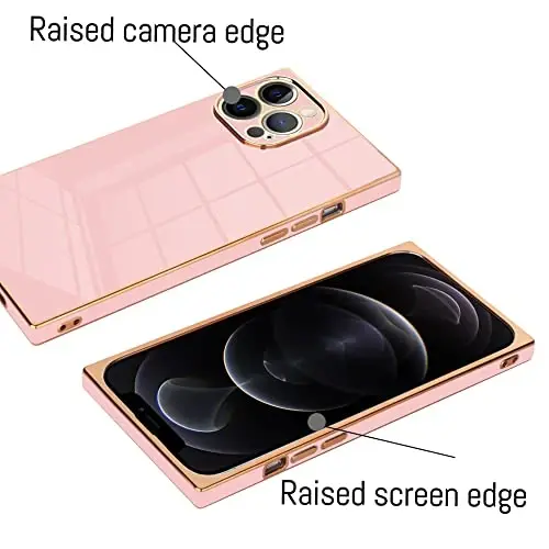 KANGHAR Case Compatible with iPhone 12 Pro Max Luxury Cute Plating Design Case Full-Body Anti-Scratch Shockproof Bumper Protective Cover for iPhone 12 Pro Max 6.7 Inch Pink - 3