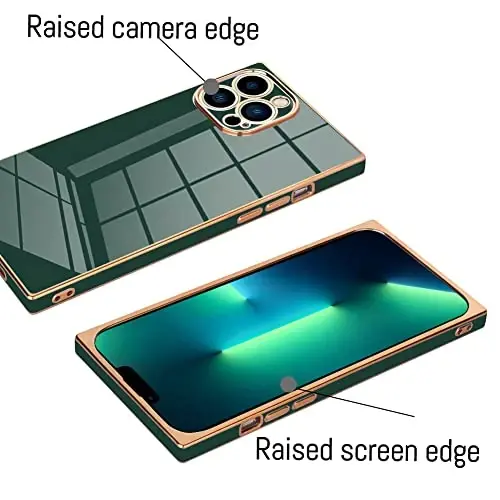 KANGHAR Case Compatible with iPhone 13 Pro Luxury Cute Plating Design Case Full-Body Anti-Scratch Shockproof Bumper Protective Cover for iPhone 13 Pro 6.1 Inch Dark Green - 3