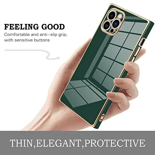 KANGHAR Case Compatible with iPhone 13 Pro Luxury Cute Plating Design Case Full-Body Anti-Scratch Shockproof Bumper Protective Cover for iPhone 13 Pro 6.1 Inch Dark Green - 4