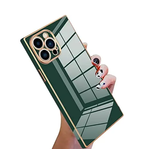 KANGHAR Case Compatible with iPhone 13 Pro Luxury Cute Plating Design Case Full-Body Anti-Scratch Shockproof Bumper Protective Cover for iPhone 13 Pro 6.1 Inch Dark Green - KANGHAR (1)