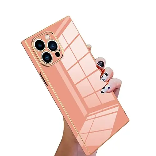 KANGHAR Case Compatible with iPhone 13 Pro Luxury Cute Plating Design Case Full-Body Anti-Scratch Shockproof Bumper Protective Cover for iPhone 13 Pro 6.1 Inch Pink - 1