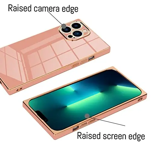 KANGHAR Case Compatible with iPhone 13 Pro Luxury Cute Plating Design Case Full-Body Anti-Scratch Shockproof Bumper Protective Cover for iPhone 13 Pro 6.1 Inch Pink - 3