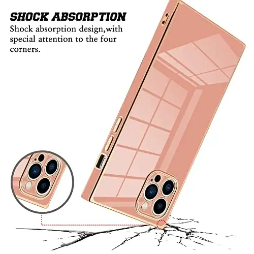 KANGHAR Case Compatible with iPhone 13 Pro Luxury Cute Plating Design Case Full-Body Anti-Scratch Shockproof Bumper Protective Cover for iPhone 13 Pro 6.1 Inch Pink - KANGHAR