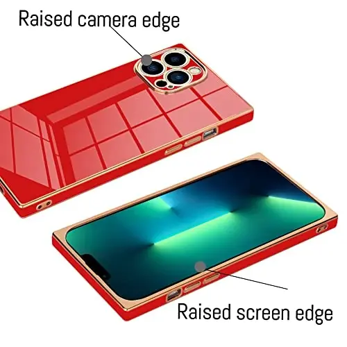 KANGHAR Case Compatible with iPhone 13 Pro Luxury Cute Plating Design Case Full-Body Anti-Scratch Shockproof Bumper Protective Cover for iPhone 13 Pro 6.1 Inch Red - 3