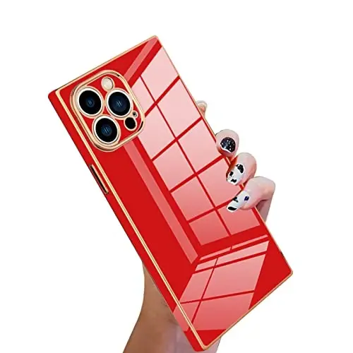 KANGHAR Case Compatible with iPhone 13 Pro Luxury Cute Plating Design Case Full-Body Anti-Scratch Shockproof Bumper Protective Cover for iPhone 13 Pro 6.1 Inch Red - KANGHAR