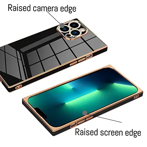 KANGHAR Case Compatible with iPhone 13 Pro Luxury Cute Plating Design Case Full-Body Anti-Scratch Shockproof Bumper Protective Cover for iPhone 13 Pro 6.1 Inch Black - 2