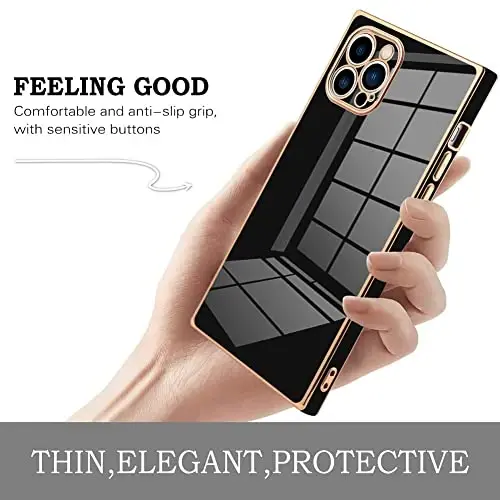 KANGHAR Case Compatible with iPhone 13 Pro Luxury Cute Plating Design Case Full-Body Anti-Scratch Shockproof Bumper Protective Cover for iPhone 13 Pro 6.1 Inch Black - 3