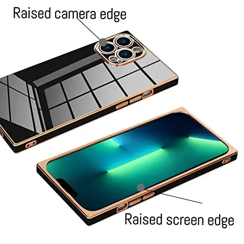 KANGHAR Case Compatible with iPhone 13 Pro Max Luxury Cute Plating Electroplated Design Case Full-Body Anti-Scratch Shockproof Bumper Protective Cover for iPhone 13 Pro Max 6.7 Inch Black - 3