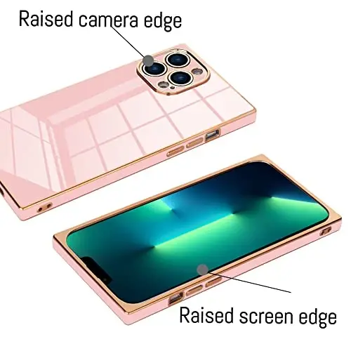 KANGHAR Case Compatible with iPhone 13 Pro Max Luxury Cute Plating Electroplated Design Case Full-Body Anti-Scratch Shockproof Bumper Protective Cover for iPhone 13 Pro Max 6.7 Inch Pink - 3