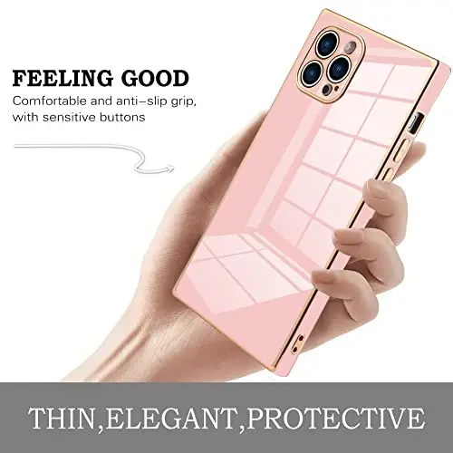 KANGHAR Case Compatible with iPhone 13 Pro Max Luxury Cute Plating Electroplated Design Case Full-Body Anti-Scratch Shockproof Bumper Protective Cover for iPhone 13 Pro Max 6.7 Inch Pink - 4