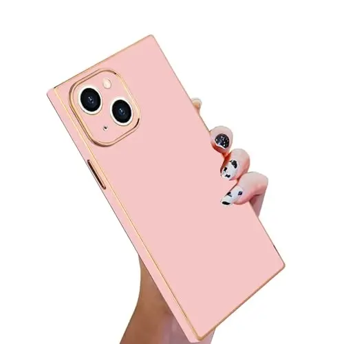 KANGHAR Case Compatible with iPhone 13 Women Girls,Luxury Cute Plating Electroplate Design Case Camera Protective Cover (Pink) - 2