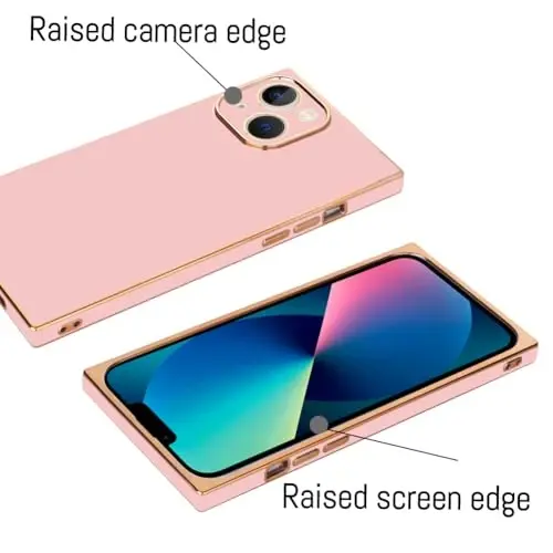KANGHAR Case Compatible with iPhone 13 Women Girls,Luxury Cute Plating Electroplate Design Case Camera Protective Cover (Pink) - 3