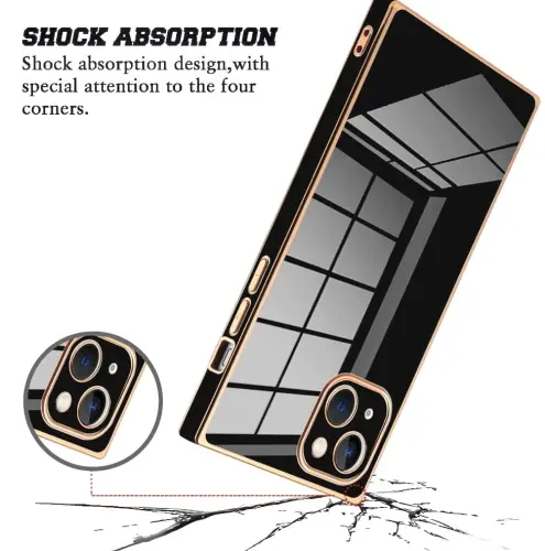 KANGHAR Case Compatible with iPhone 13 Women Girls,Luxury Cute Plating Electroplate Design Case Full-Body Anti-Scratch Shockproof Bumper Protective Cover (Black) - KANGHAR (1)