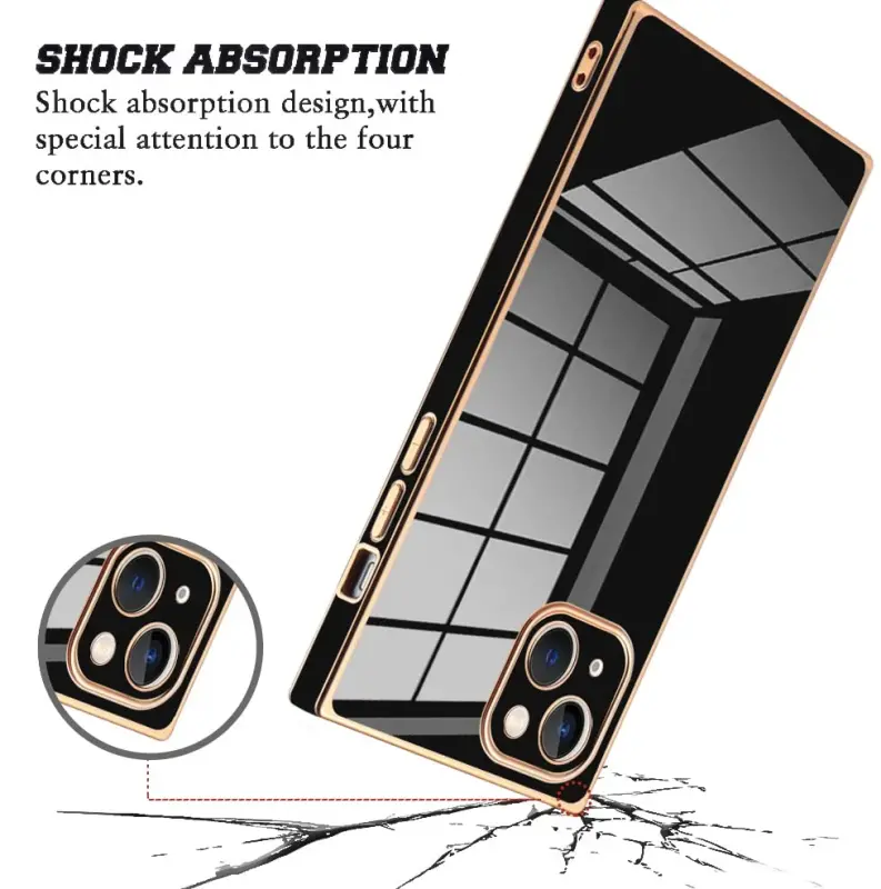 KANGHAR Case Compatible with iPhone 13 Women Girls,Luxury Cute Plating Electroplate Design Case Full-Body Anti-Scratch Shockproof Bumper Protective Cover (Black) - 2