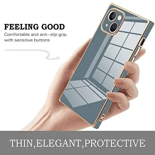 KANGHAR Case Compatible with iPhone 13 Women Girls,Luxury Cute Plating Electroplate Design Case Full-Body Anti-Scratch Shockproof Bumper Protective Cover (Granny Grey) - 4