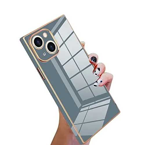 KANGHAR Case Compatible with iPhone 13 Women Girls,Luxury Cute Plating Electroplate Design Case Full-Body Anti-Scratch Shockproof Bumper Protective Cover (Granny Grey) - 2
