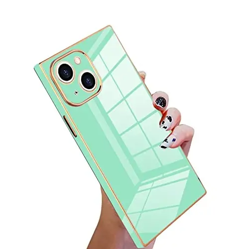 KANGHAR Case Compatible with iPhone 13 Women Girls,Luxury Cute Plating Electroplate Design Case Full-Body Anti-Scratch Shockproof Bumper Protective Cover (Mint Green) 