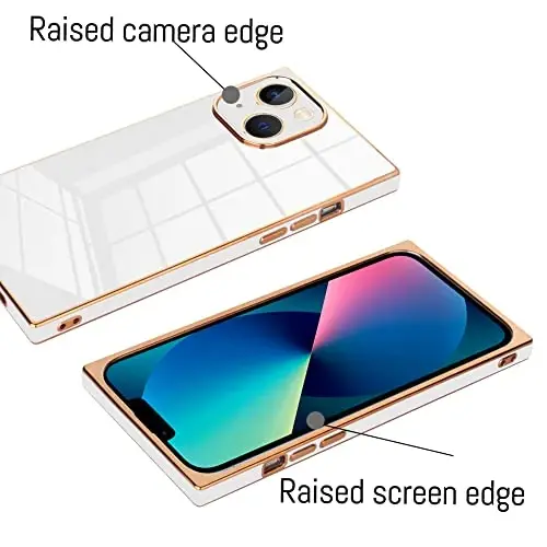KANGHAR Case Compatible with iPhone 13 Women Girls,Luxury Cute Plating Electroplate Design Case Full-Body Anti-Scratch Shockproof Bumper Protective Cover (White) - 3