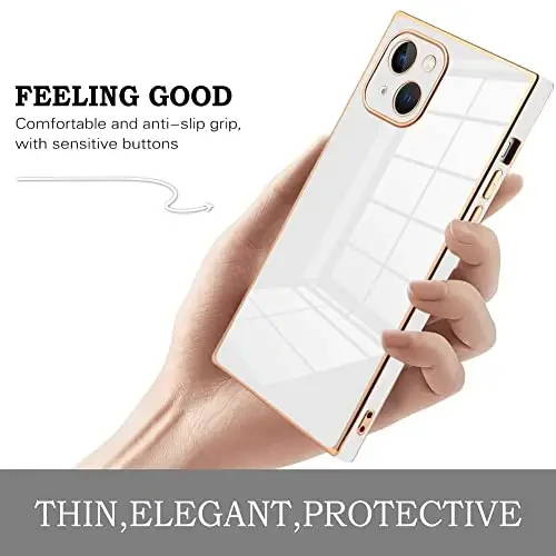 KANGHAR Case Compatible with iPhone 13 Women Girls,Luxury Cute Plating Electroplate Design Case Full-Body Anti-Scratch Shockproof Bumper Protective Cover (White) - 4