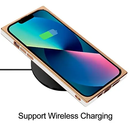 KANGHAR Case Compatible with iPhone 13 Women Girls,Luxury Cute Plating Electroplate Design Case Full-Body Anti-Scratch Shockproof Bumper Protective Cover (White) - 5