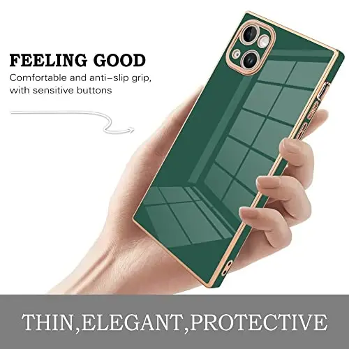 KANGHAR Case Compatible with iPhone 14 Luxury Cute Plating Design Case Full-Body Anti-Scratch Shockproof Bumper Protective Cover for iPhone 14 6.1 Inch Dark Green - 4
