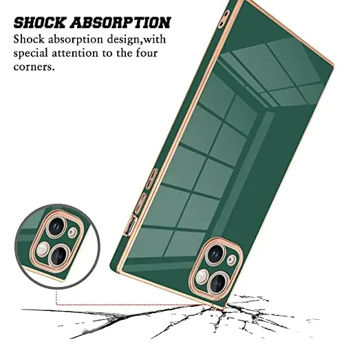 KANGHAR Case Compatible with iPhone 14 Luxury Cute Plating Design Case Full-Body Anti-Scratch Shockproof Bumper Protective Cover for iPhone 14 6.1 Inch Dark Green - 5