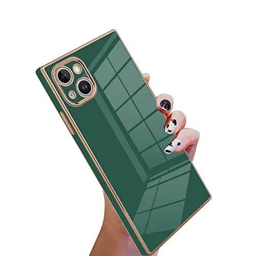 KANGHAR Case Compatible with iPhone 14 Luxury Cute Plating Design Case Full-Body Anti-Scratch Shockproof Bumper Protective Cover for iPhone 14 6.1 Inch Dark Green - KANGHAR