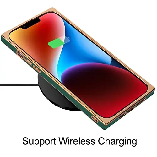 KANGHAR Case Compatible with iPhone 14 Luxury Cute Plating Design Case Full-Body Anti-Scratch Shockproof Bumper Protective Cover for iPhone 14 6.1 Inch Dark Green 