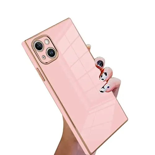 KANGHAR Case Compatible with iPhone 14 Luxury Cute Plating Design Case Full-Body Anti-Scratch Shockproof Bumper Protective Cover for iPhone 14 6.1 Inch Pink 