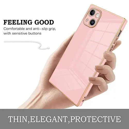 KANGHAR Case Compatible with iPhone 14 Luxury Cute Plating Design Case Full-Body Anti-Scratch Shockproof Bumper Protective Cover for iPhone 14 6.1 Inch Pink - 4
