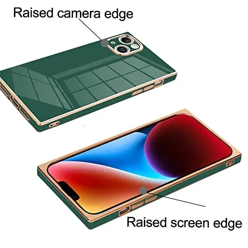 KANGHAR Case Compatible with iPhone 14 Luxury Cute Plating Design Case Full-Body Anti-Scratch Shockproof Bumper Protective Cover for iPhone 14 6.1 Inch Dark Green - 2