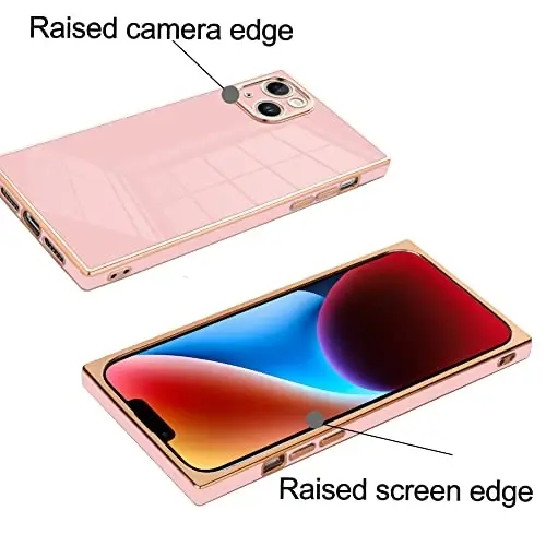 KANGHAR Case Compatible with iPhone 14 Luxury Cute Plating Design Case Full-Body Anti-Scratch Shockproof Bumper Protective Cover for iPhone 14 6.1 Inch Pink - 3