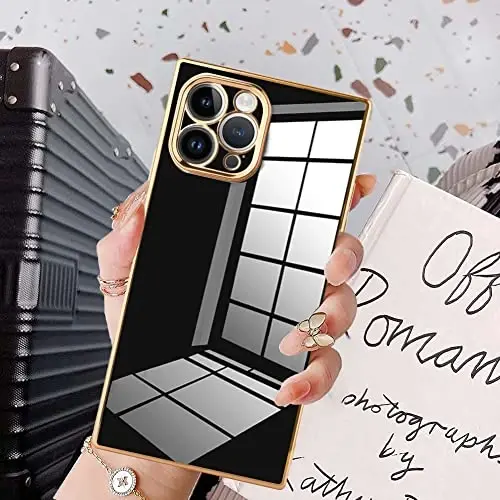 KANGHAR Case Compatible with iPhone 14 Pro Luxury Cute Plating Design Case Full-Body Anti-Scratch Shockproof Bumper Protective Cover for iPhone 14 Pro 6.1 Inch-Black 