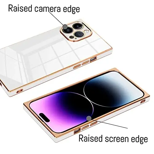 KANGHAR Case Compatible with iPhone 14 Pro 6.1 Inch Luxury Cute Plating Design Case Full-Body Anti-Scratch Shockproof Bumper Protective Cover for iPhone 14 Pro White - 3