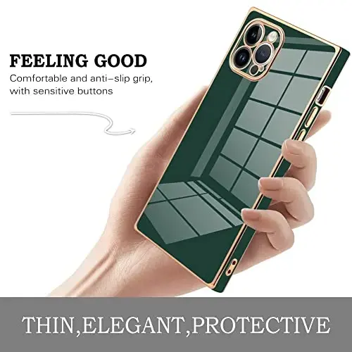 KANGHAR Case Compatible with iPhone 14 Pro Luxury Cute Plating Design Case Full-Body Anti-Scratch Shockproof Bumper Protective Cover for iPhone 14 Pro 6.1 Inch Dark Green - 4