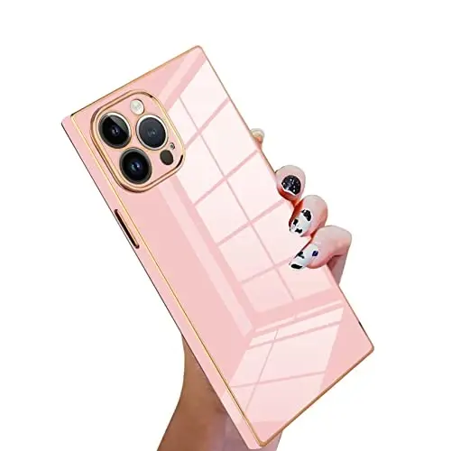 KANGHAR Case Compatible with iPhone 14 Pro Luxury Cute Plating Design Case Full-Body Anti-Scratch Shockproof Bumper Protective Cover for iPhone 14 Pro Pink - 1