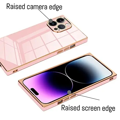 KANGHAR Case Compatible with iPhone 14 Pro Luxury Cute Plating Design Case Full-Body Anti-Scratch Shockproof Bumper Protective Cover for iPhone 14 Pro Pink - 3