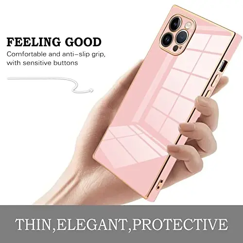 KANGHAR Case Compatible with iPhone 14 Pro Luxury Cute Plating Design Case Full-Body Anti-Scratch Shockproof Bumper Protective Cover for iPhone 14 Pro Pink - 4