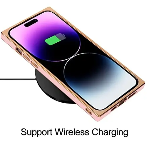 KANGHAR Case Compatible with iPhone 14 Pro Luxury Cute Plating Design Case Full-Body Anti-Scratch Shockproof Bumper Protective Cover for iPhone 14 Pro Pink - 5