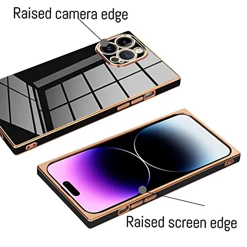 KANGHAR Case Compatible with iPhone 14 Pro Max Luxury Cute Plating Electroplated Design Case Full-Body Anti-Scratch Shockproof Bumper Protective Cover Black - 3